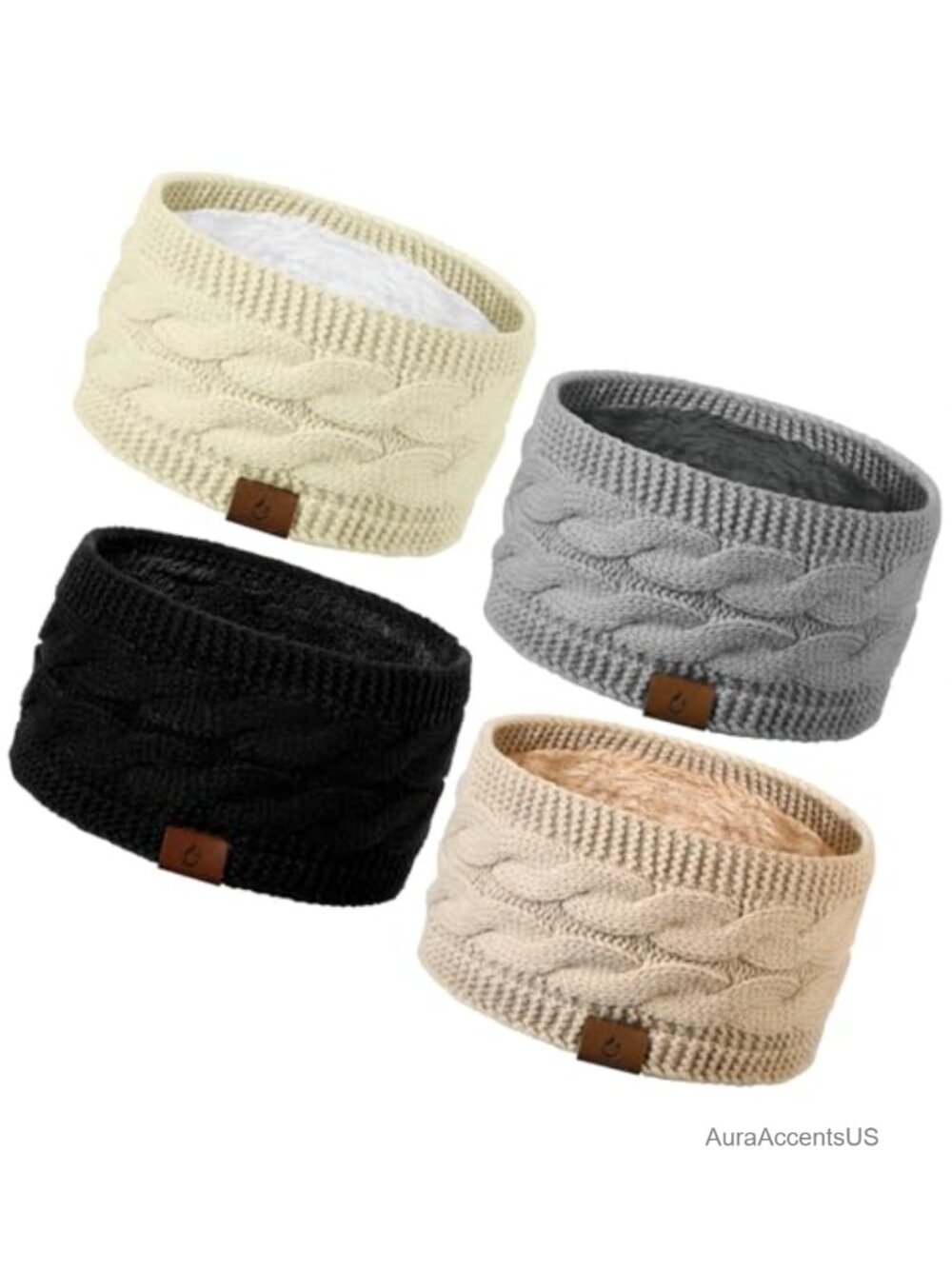 Acrylic Knit Ear Warmer Headbands Fleece Lined Winter Accessories